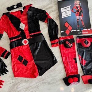 DC Comics HARLEY QUINN 6-PC Costume Girl's Size M (8-10) Cosplay, Halloween NEW